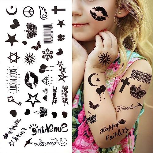 TTHUONG THATHU Blue Rose Lace Temporary Tattoos Fro Women Kids Infinity Face Tattoo Feather Sticker Body Art Small Tatoo 3D