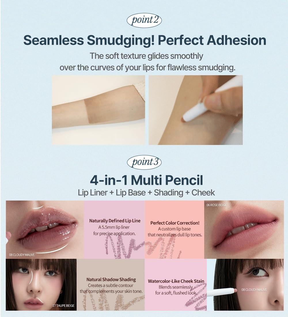 Heart Percent Heart Percent Dote On Mood Lip Pencil, Long-Lasting Creamy Lip Crayon Smooth Color Liner Retractable Lipstick Pencil 0.8g, 18. Fig Rose