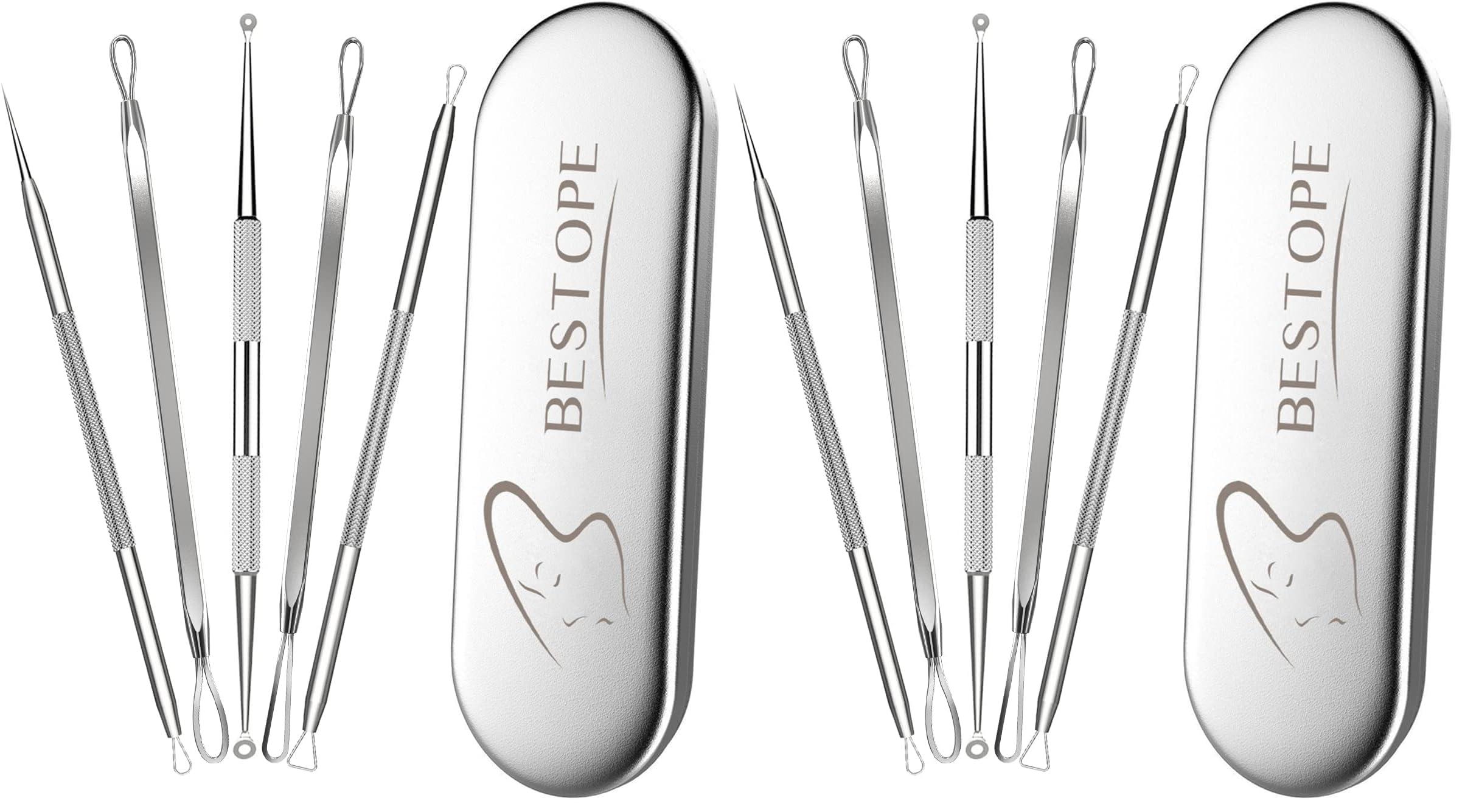 TAYTHI TAYTHI Blackhead Remover Tool, Pimple Popper Tool Kit, Blackhead Extractor Tool for Face, Extractor Tool for Comedone Zit Acne Whitehead Blemish, Stainless Steel Extraction Tools (Pack of 2)