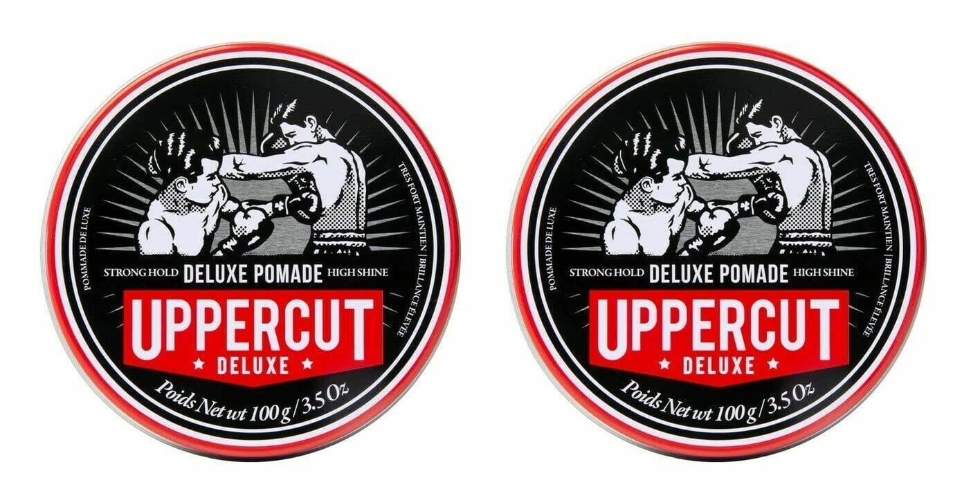 UPPERCUT DELUXE Uppercut Deluxe, Deluxe Pomade, Professional Water Based Pomade for Timeless and Classic Looks, Strong Hold and High Shine 2 x 100g