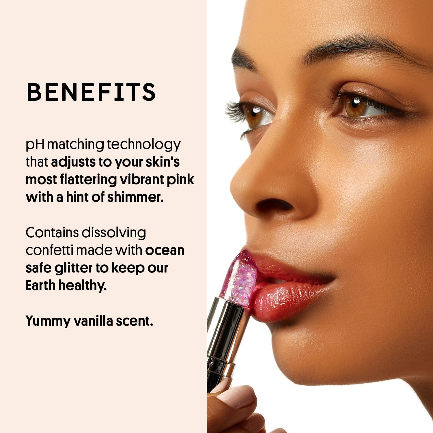 Winky Lux Winky Lux Glitter Confetti Balm, pH Color Changing Lipstick, Vegan & Cruelty Free Lip Balm, Hydrate & Plump, Sheer Pink Lipstick With Lavender Confetti