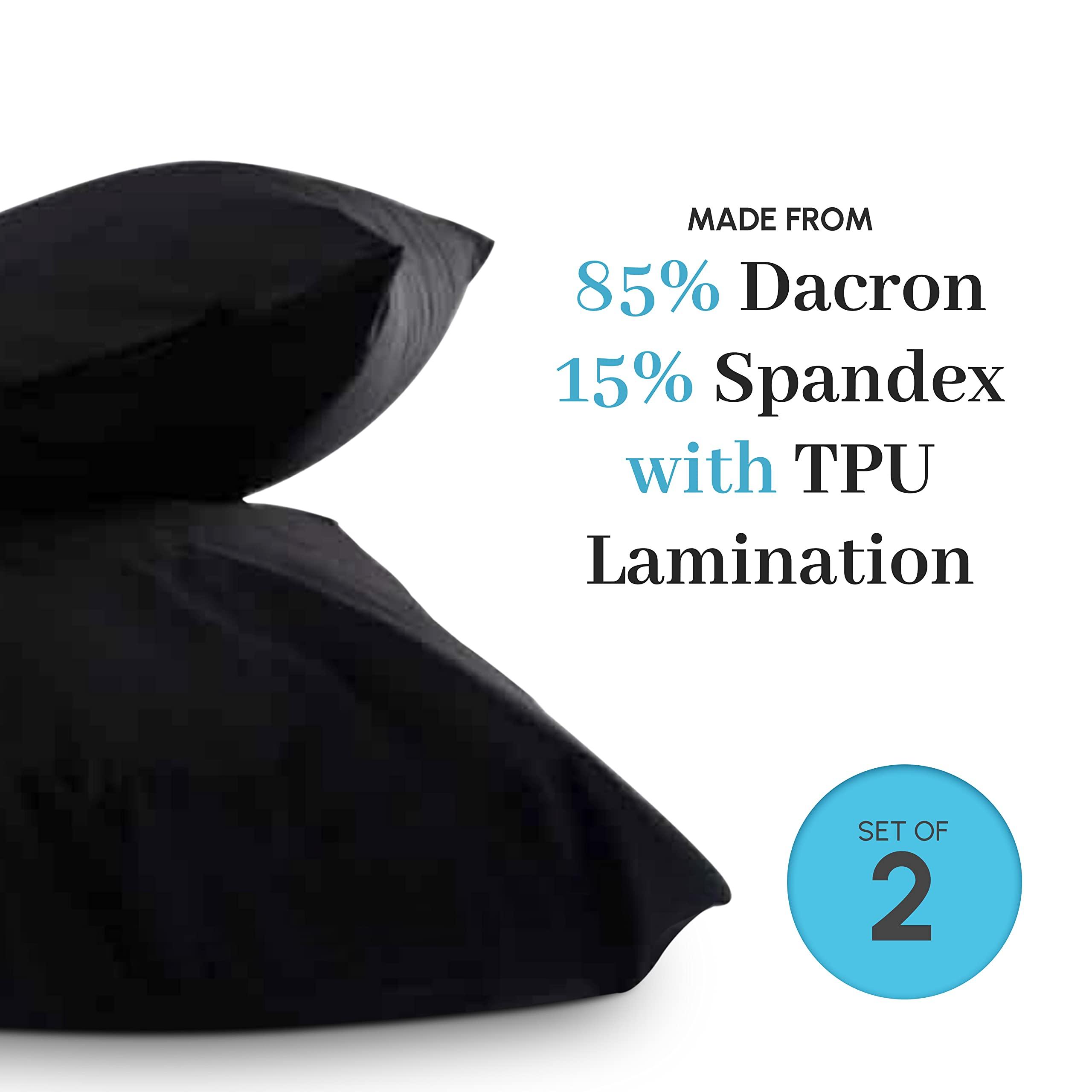 EROTICGEL Waterproof Pillowcase 48cm x 73cm Set of Two Black for Massage with Oil Protection | Maching Washable and Dryer Safe