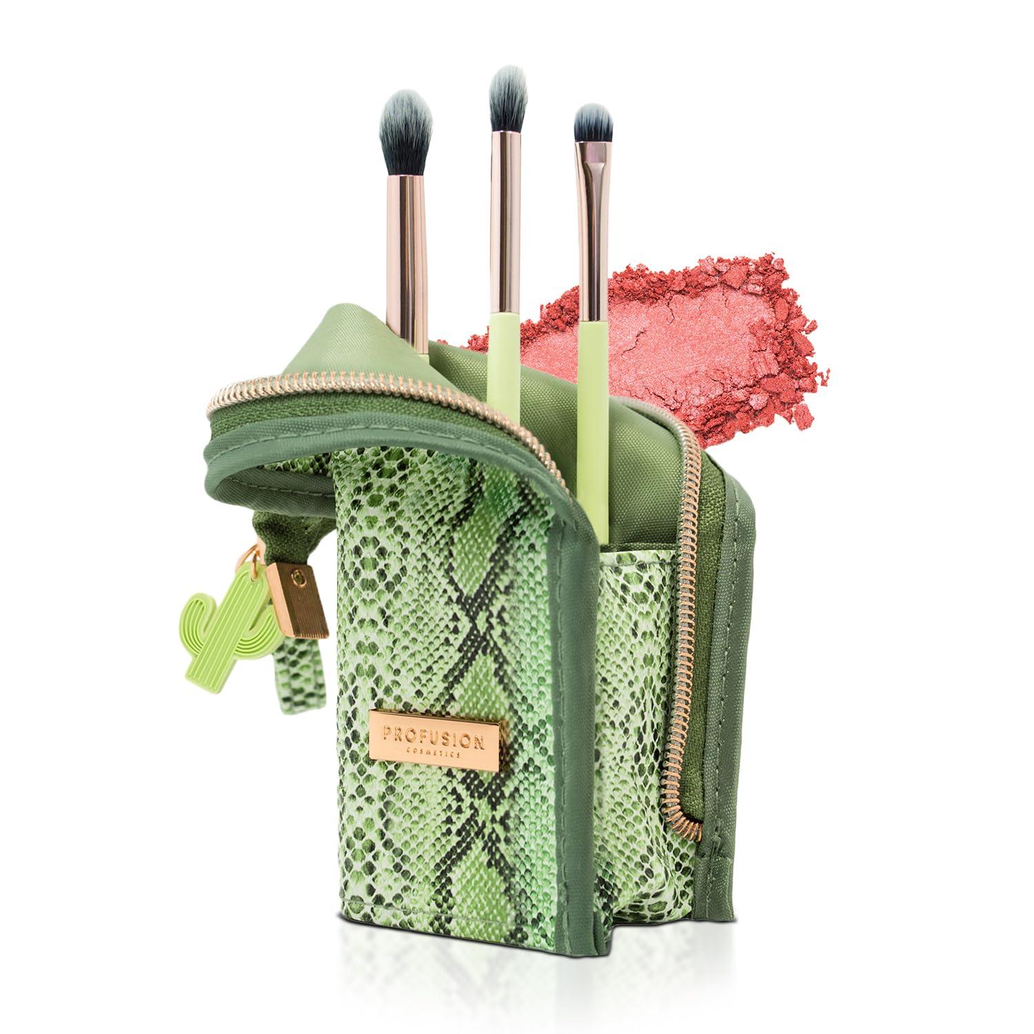 Profusion Cosmetics Profusion Cosmetics Desert Sage Blend and Stand 4pc Bag and Eye Brush Set for Artists and DIY, Expand Your Makeup Game With Adventure Inspired Eye Brushes for Stunning and Creative Eye Looks