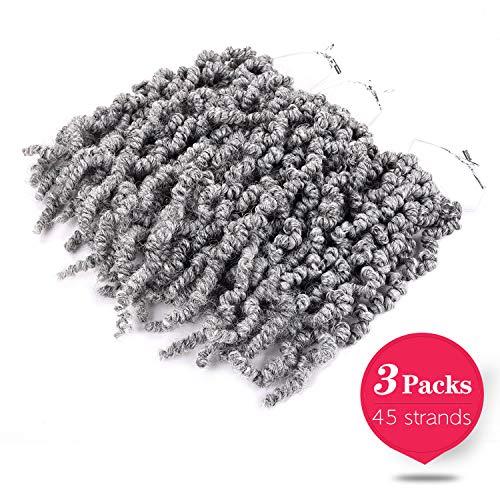 Kori Koli 3 Packs Short Grey Pre-twisted Spring Braids Synthetic Crochet Hair Extensions 10 inch 15 strands/pack Ombre Crochet Twist Braids Curly Twist Braiding Hair Bulk (10“ Pre-twisted (pack of 3), Grey#)