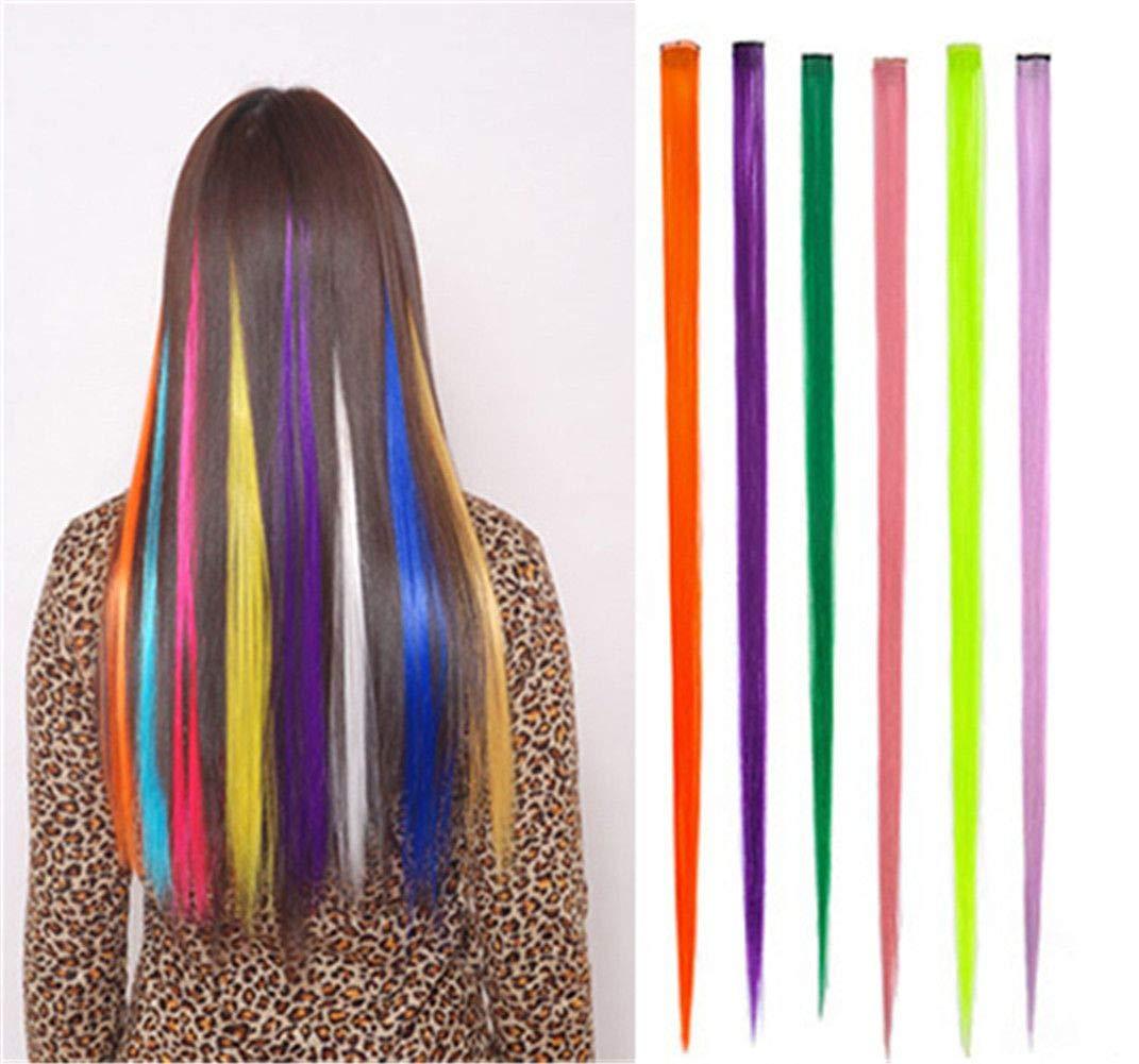 Aimeely Aimeely 6PCS Colorful 22" Long Straight Party Cosplay Hair Extensions Clip In Hairpieces for Women 2#
