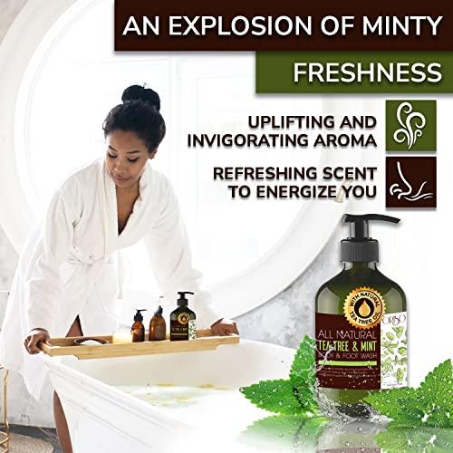 ORISO Tea Tree Oil Body Wash with Mint and Tea Tree Oil Foot Soak - Athletes Foot Treatment - Helps Foot Odor - Eczema