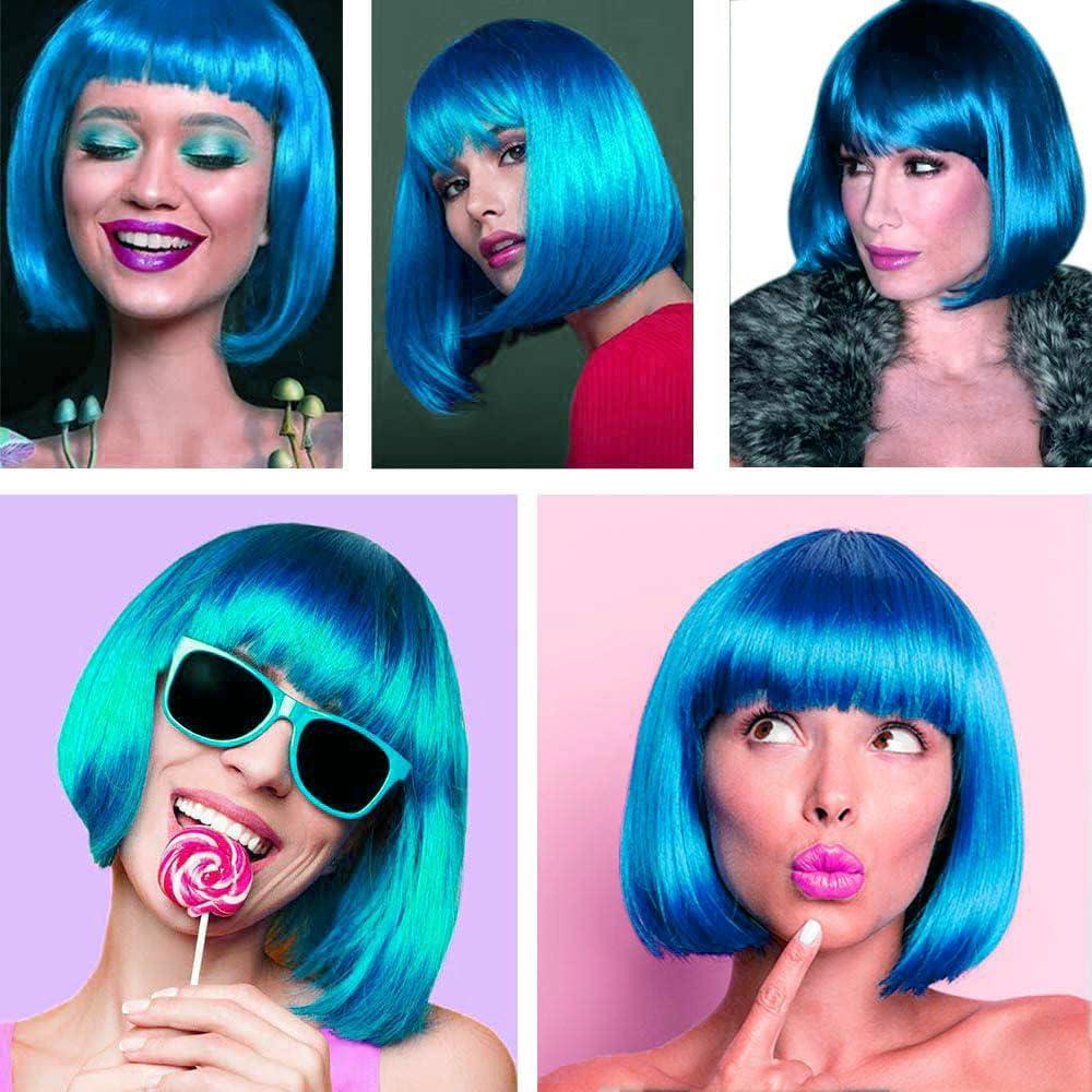 DOPI DOPI Economy Blue Bob Halloween Costume Wig, for Adult