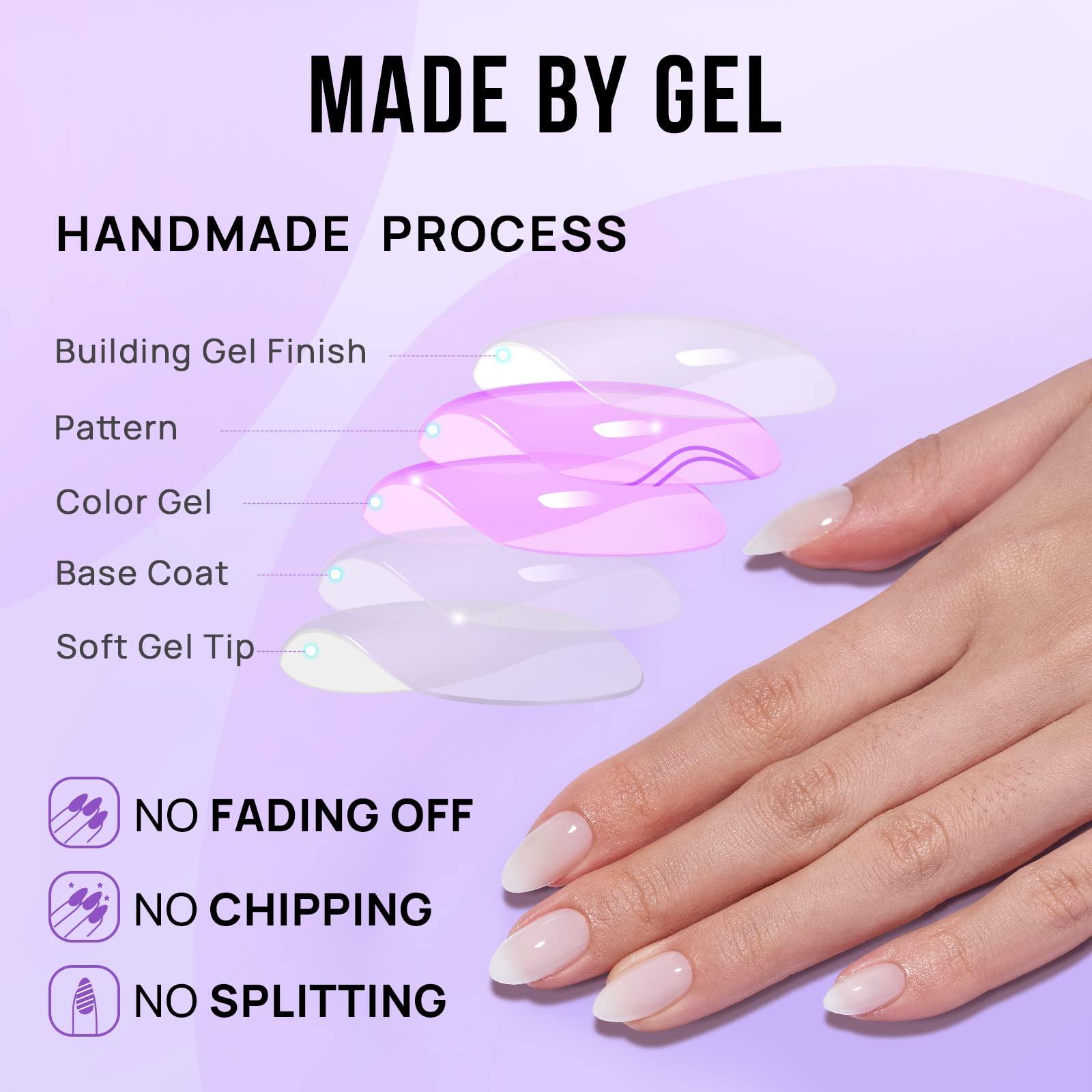 BTArtbox BTArtbox White Press On Nails Short - Soft Gel Press on Nails Almond, White Glue on Nails with Nail Glue, Reusable Stick on Nails in 16 Sizes, Cream Puff
