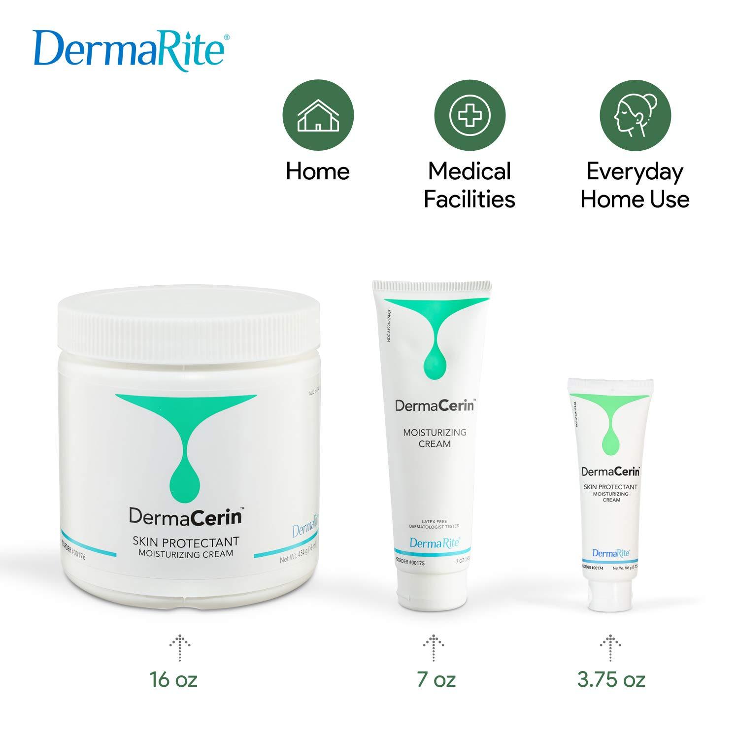 DermaRite DermaRite\'s DermaCerin Skin Protectant Moisturizing Cream - Unscented Daily Hand and Body Moisturizer Barrier Cream - 4 oz. Tube, 2 Count