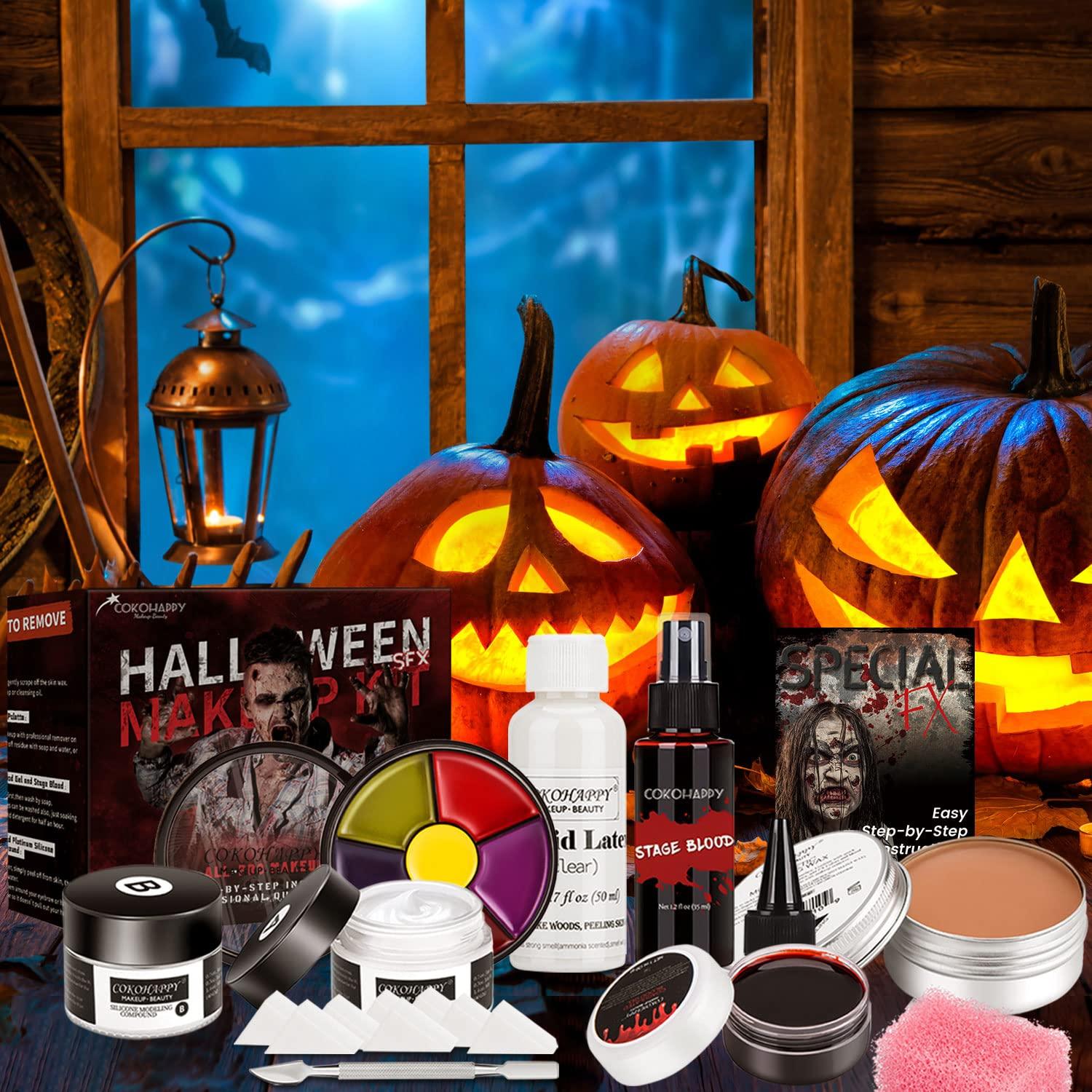 COKOHAPPY COKOHAPPY Halloween SFX Makeup Kit - 3 Ways Create Special Effect Stage THEATRICAL MAKEUP KIT for professional Body & Face Paint