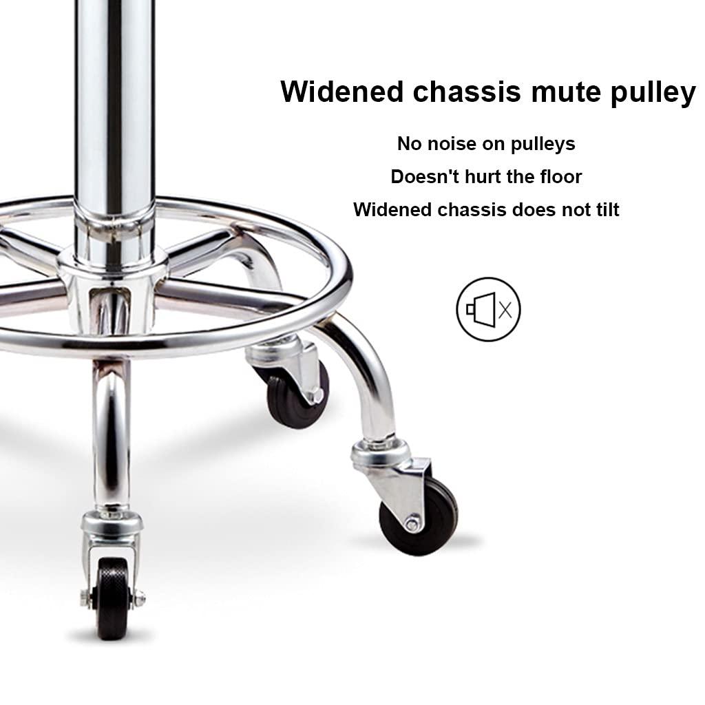 ZHOUXIAO ZHOUXIAO Adjustable Height Stool with 5 Wheels/13 Inch Thick Sponge, Chrome Steel PU Leather Bar Stool Work Shop Stool,Hydraulic Rolling Swivel Salon Stool,Massage Spa Tattoo Black
