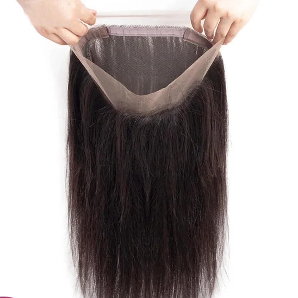 Amesha Hair Amesha Hair 360 Lace Frontal Closure Only Striaght HD Transparent Lace Frontals Brazilian Virgin Human Hair Lace Frontal Closure Full Lace Frontal Pre plucked Hairline Natural Color 10 Inch