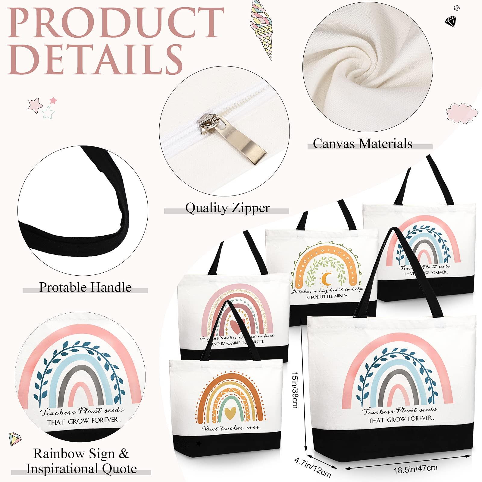 Kajaia Kajaia Teacher Gift Tote Bag Employee Appreciation Gift Bulk Cosmetic Bag for Nurse Team Coworker Hr(Rainbow)