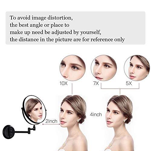 BABUUN BABUUN Wall-Mounted Shaving Mirror Black 10X Magnification + Normal 8-Inch Double-Sided Round Bathroom Vanity Mirror Swivel