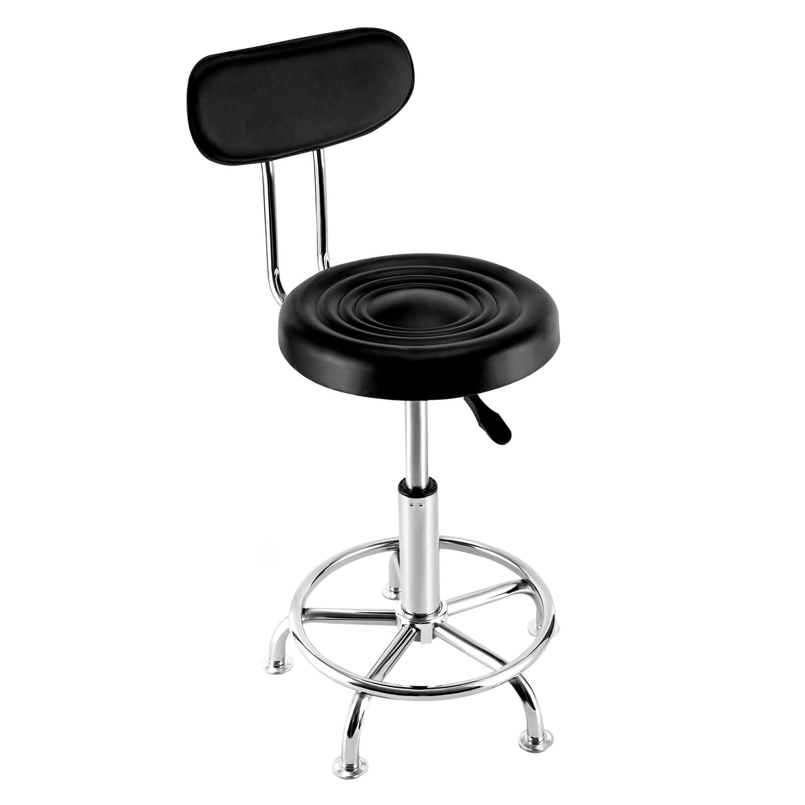 QIUTMER QIUTMER Chair Stool Salon Chair with 360 Swivel Seat Height Adjustable High Barber Cutting Stools with Backrest Black for Home Office Barber Shop