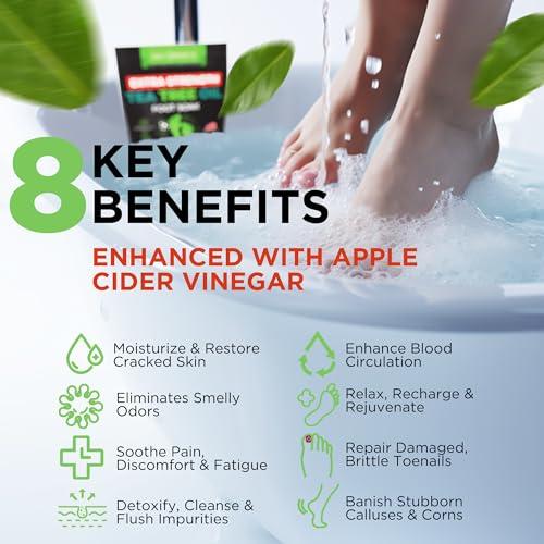 DAILY REMEDY EXTRA STRENGTH Tea Tree Oil Foot Soak with Epsom Salt - Made in USA - for Toenails, Athlete\'s Foot, Itchy Feet, Stubborn Smelly Foot Odor, Pedicure, Foot Calluses & Soothes Sore Tired Achy Feet -16 oz