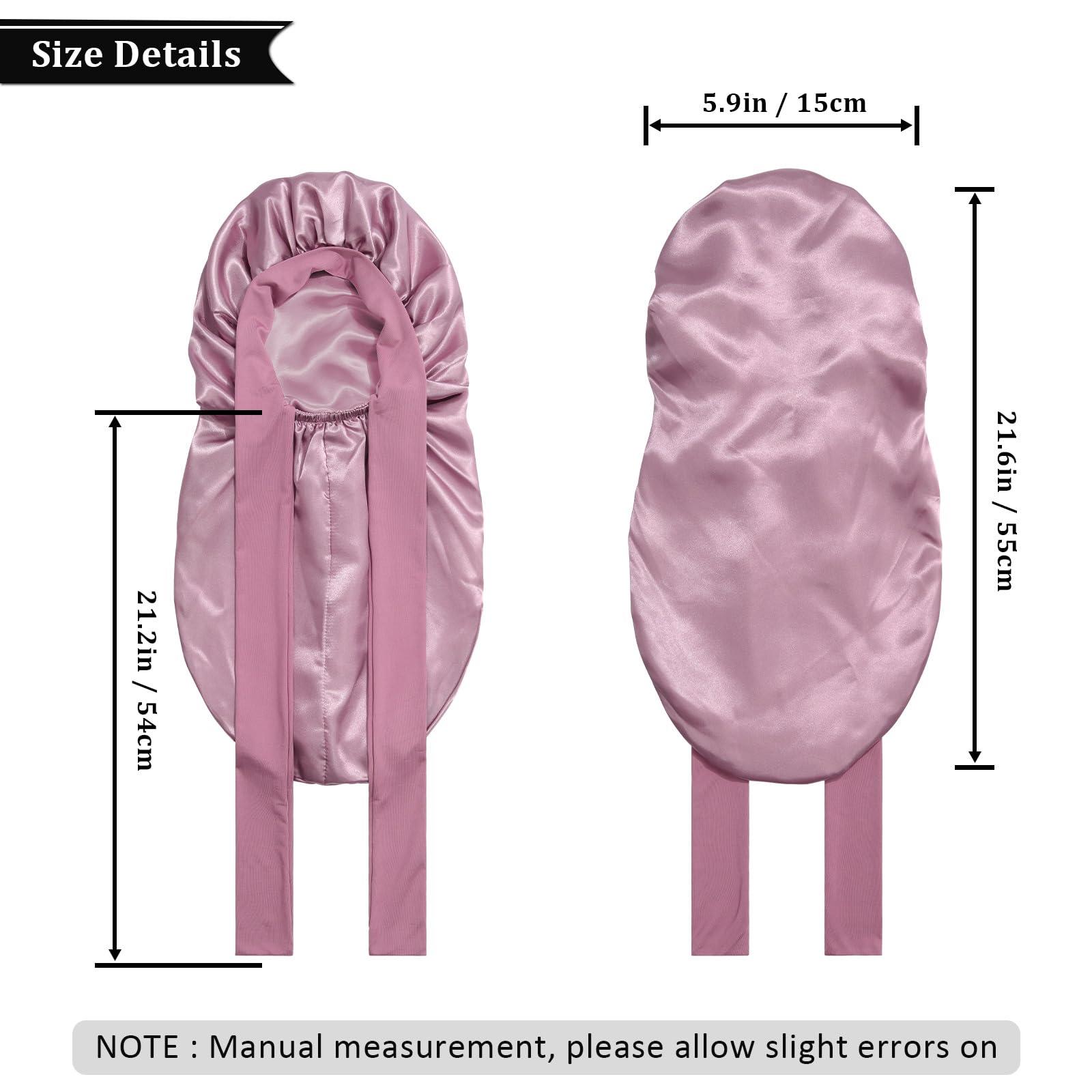 AWAYTR AWAYTR Long Toddler Silk Bonnet for Sleeping Elastic Satin Bonnets for Curly Hair Braid Bonnet Night Cap for Aged 3-12 Kids (Green)