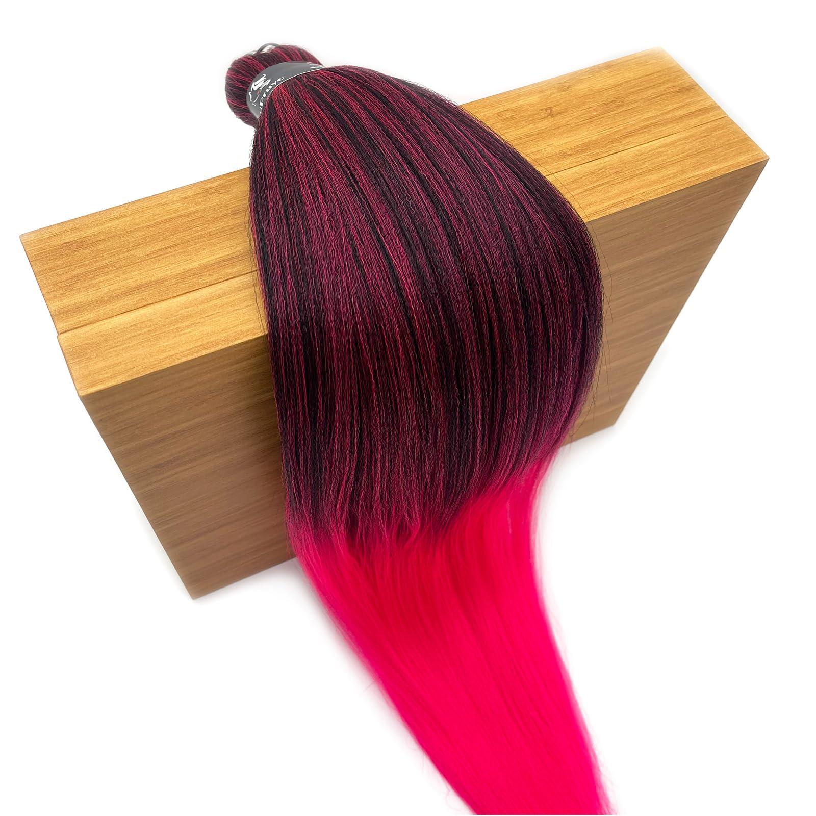 UPruyo UPruyo Pink Ombre Braiding Hair Pre Stretched Kanekalon Mixed 1b Pink Braiding Hair Extensions for Braiding Box Braids Knotless Prestretched Braiding Hair Ombre 26 inch