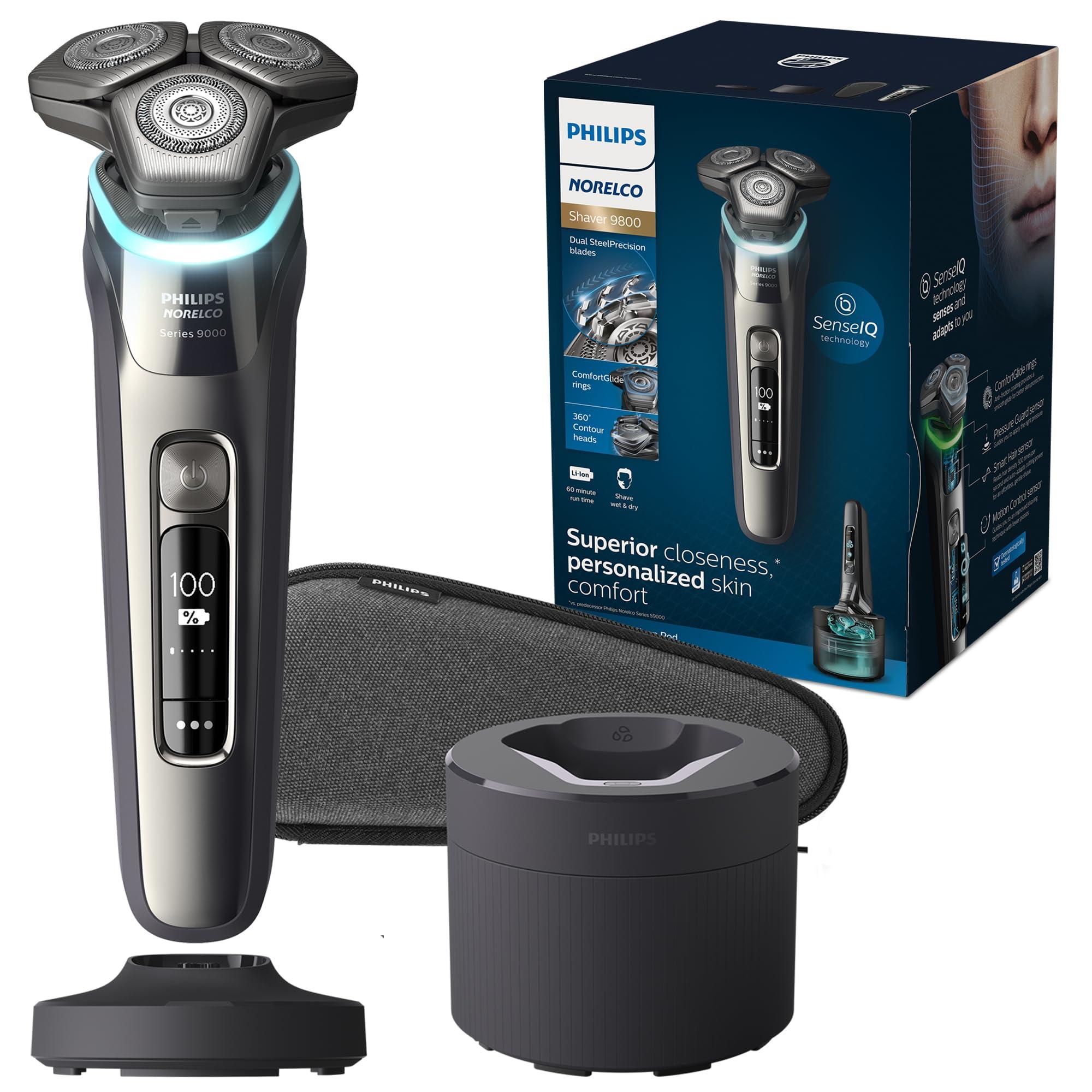 Philips Norelco Philips Norelco Shaver Series 9000, Wet and Dry Electric Shaver, with Lift & Cut Shaving System and SenseIQ Technology, Pop-up Trimmer, Cleaning Pod, Charging Stand and Travel Case, Model S9987/85