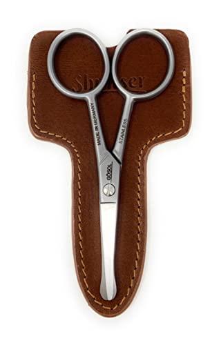 Solingen Solingen Nose & Ear Scissors - Stainless Steel Rounded Tip Scissors for Eyebrow, Nose Hair, Mustache and Beard - Made in Solingen & Germany by GÖSOL | Packed with Full Grain Leather Case