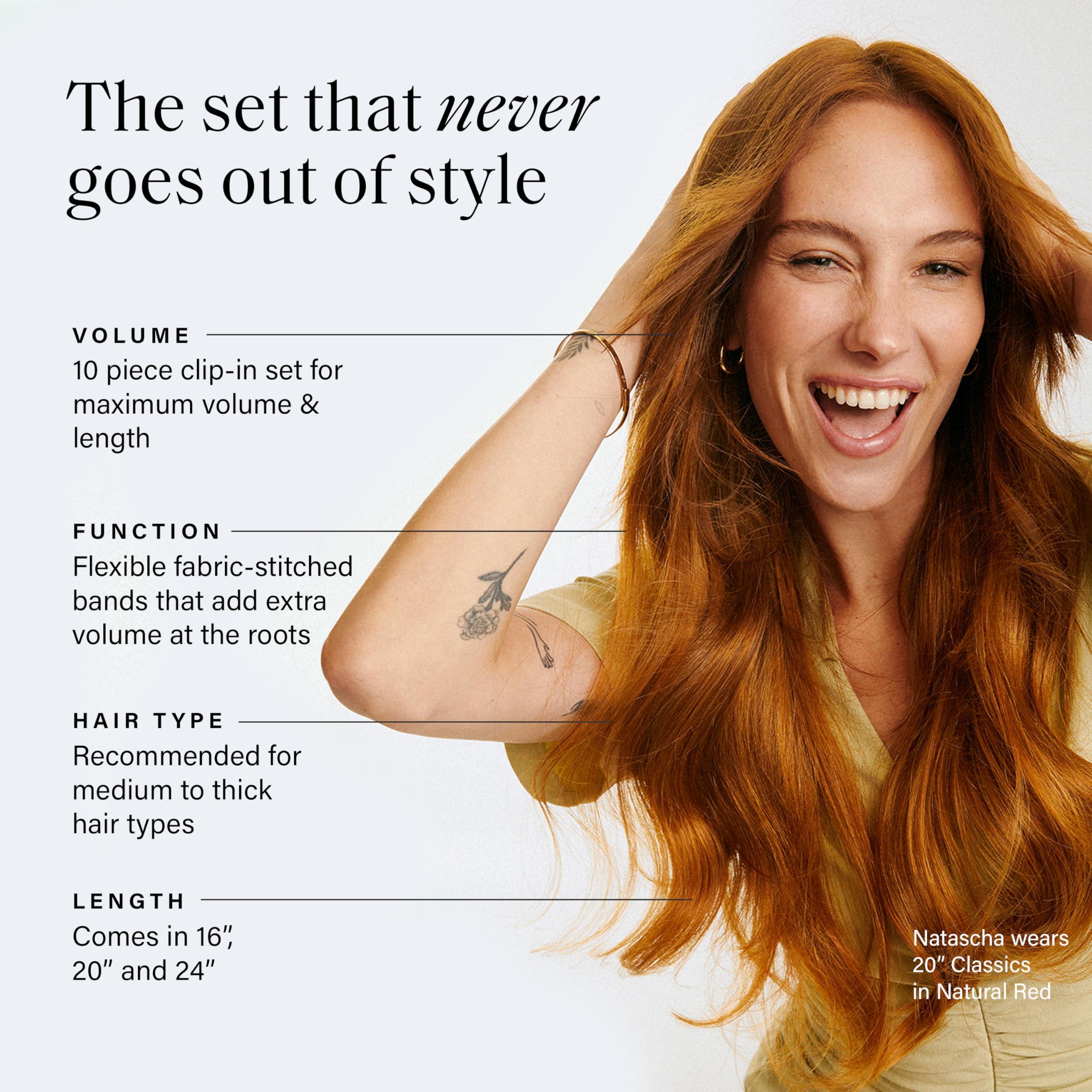 Luxy Luxy Hair 24\" Chestnut Brown Highlights Classic Clip-In Hair Extensions (240 grams) 100% Remy Human Hair, Natural,Volume, 10-Piece Set, Blends Easily