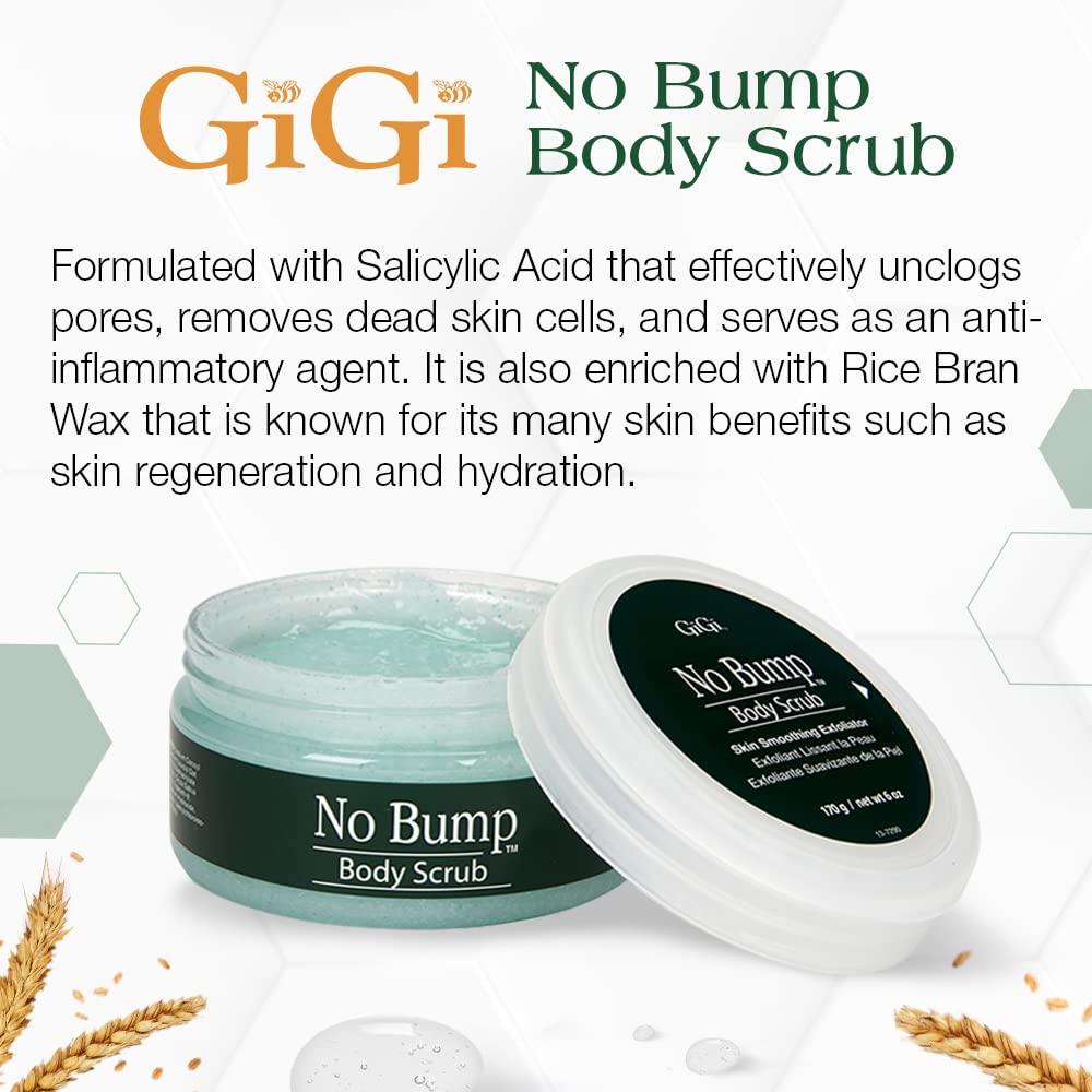GiGi GiGi No Bump Body Scrub - Exfoliating Scrub for Ingrown Hair & Razor Bumps, Pre & Post-Waxing Treatment, Smooths Skin & Prevents Irritation, 6 oz, 1 Pack