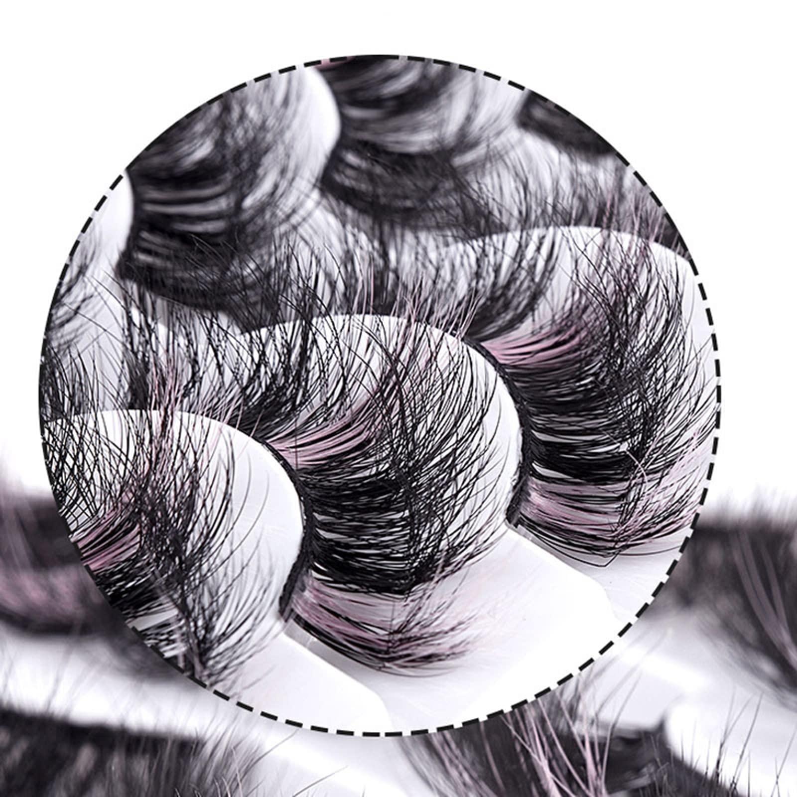 Braiton Braiton Colored Eyelashes Fluffy Eye Lashes 20 Pairs Russian Strip Lashes D Curl Strip Lashes Look Like Extensions 3D Natural Wispy Cat Eye Lashes,Pink