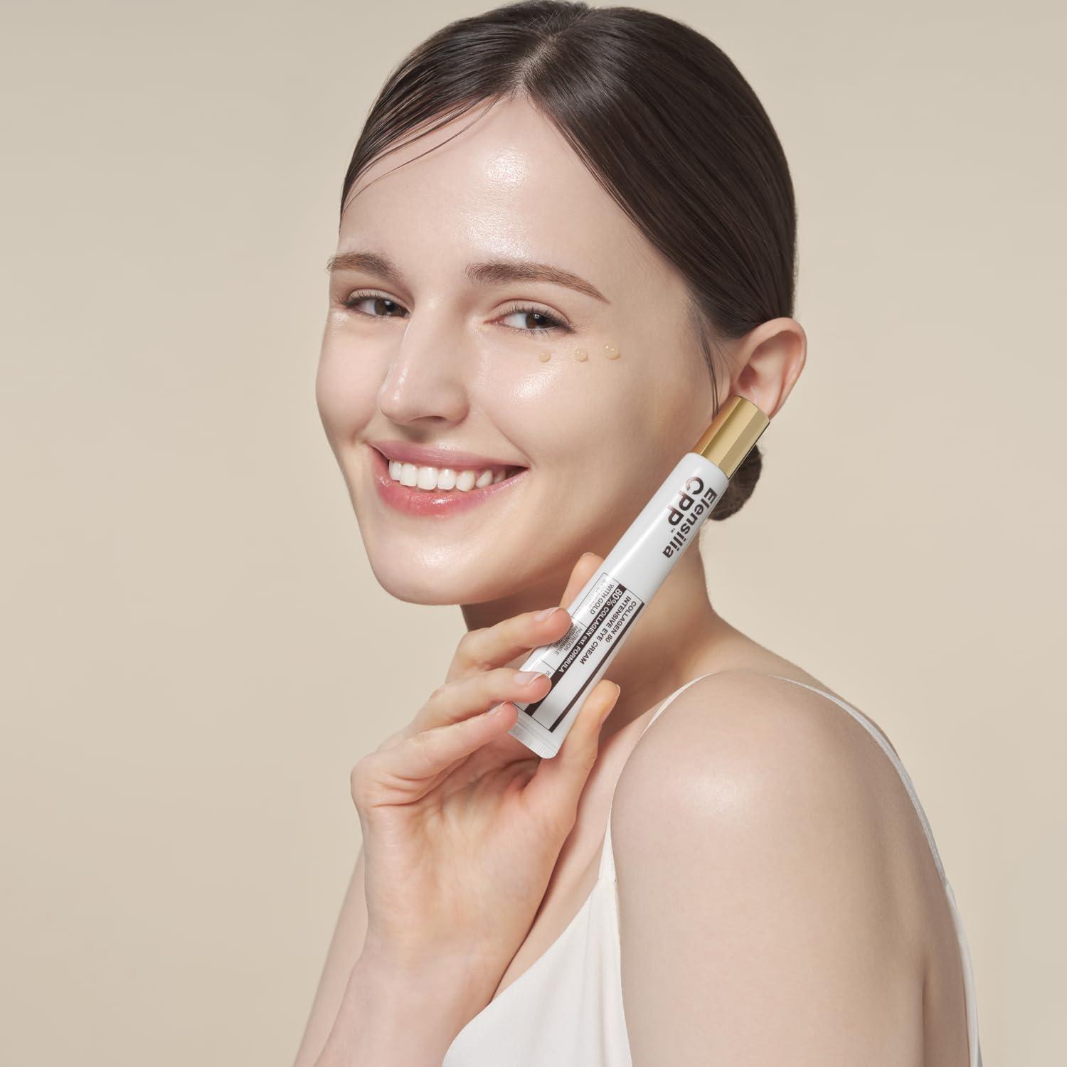 Elensilia Elensilia 80% Collagen With Gold Peptides Eye Cream - Snail Secretion Filtrate + Matrixyl 3000 + Haloxyl For Wrinkles, Dark Circles, Moisturizer - Korean Skin Care, 0.7 fl.oz