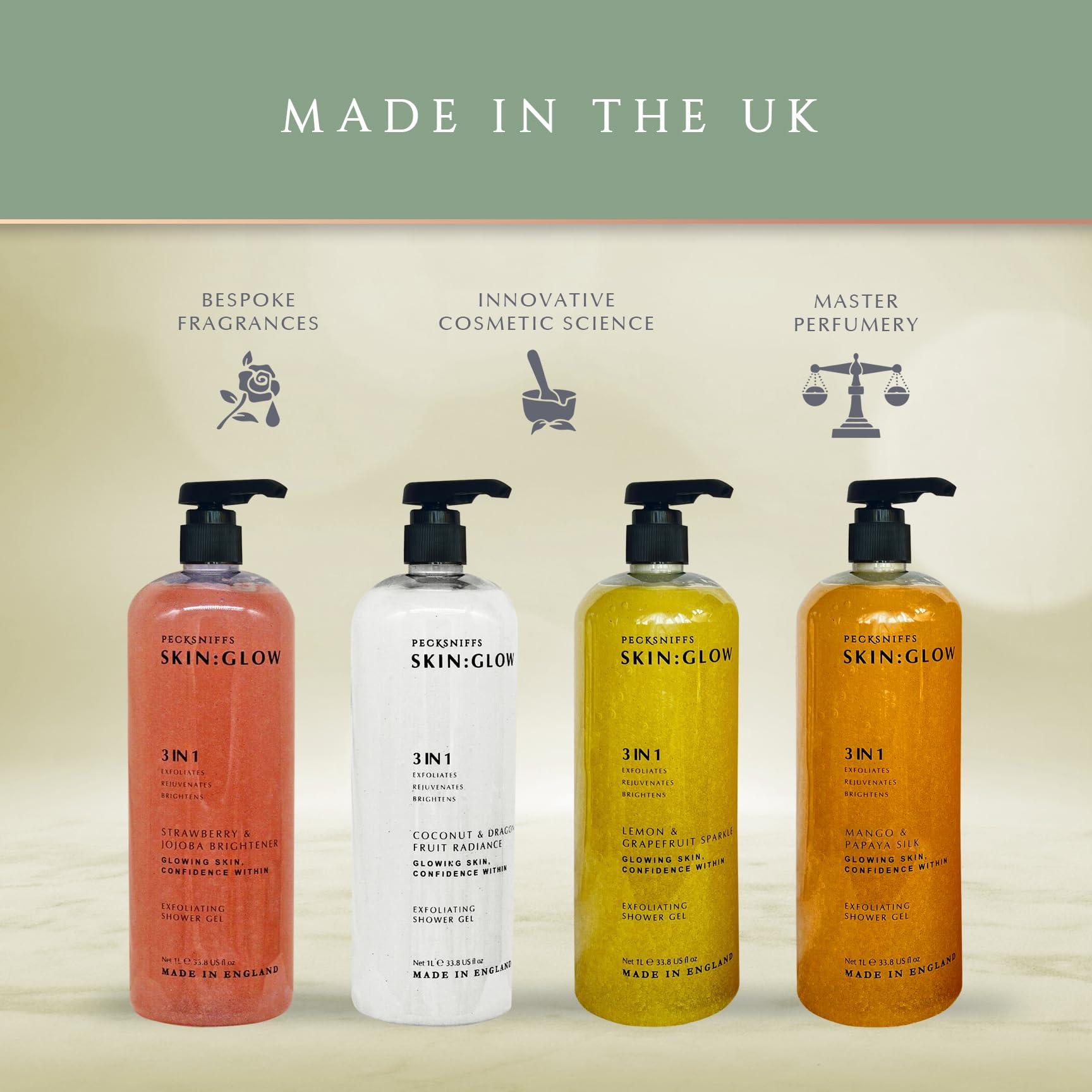 Pecksniff\'s Pecksniff\'s Strawberry and Jojoba Brightener Exfoliating Shower Gel | 1000 ml / 33.80 Fl Oz