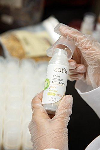 Zatik Zatik Naturals - Solar Mineral Sunscreen with Argan and Moringa, Vitamin and Mineral-Based Solar Protection, Vegan, Non-GMO, pH Balanced, FREE from Gluten, Soy, Alcohol. 1.7 fl oz, 50 ml