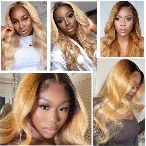 SEABURT #1B/27 Highlight Bundles Human Hair Body Wave Bundles Ombre Blonde Bundles 12 12 12 Inch 8A Grade Brazilain Remy Hair Extensions Designed For Black Women Human Hair Two Tone Black And Blonde