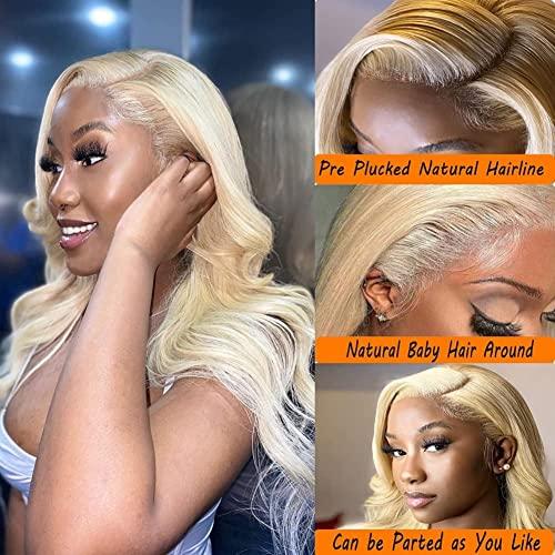 Ali Pearl Ali Pearl AliPearl Hair Wig #613 Blonde Body Wave 13x4 Lace Front Wigs Human Hair Pre Plucked For Black Women Brazilian Virgin Hair Glueless Transparent Lace Frontal Wig Lace Wigs (18inch)