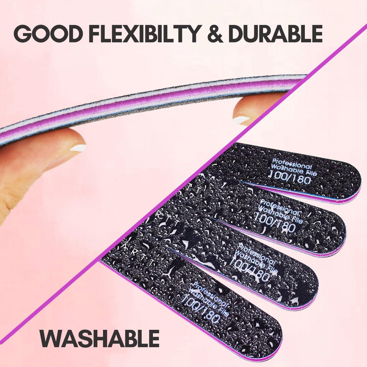 Makartt Makartt Nail File 100 180 Grit Emery Boards for Nails 10pcs Black Nail Files Professional Washable Doubled Sides Nail File Kit for Natural Acrylic Nails Coarse for DIY Salon Use