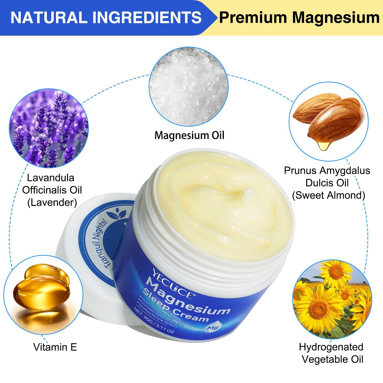 QJCWXIAOX QJCWXIAOX Magnesium Cream,Topical Magnesium Cream with Pure Zechstein Magnesium,Magnesium Lotion,Rich In Almond oil, Lavender, Vitamin E,Topical Magnesium Oil for Feet, 3.17 OZ