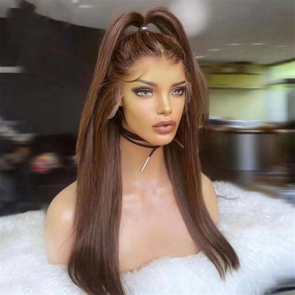 Generic Brown 13X4 Lace Front Human Hair Wigs For Women Pre Plucked 13X6 Straight Lace Frontal Wig 4X4 Closure Wigs 13x6 Frontal Wig 14inches#150 Density