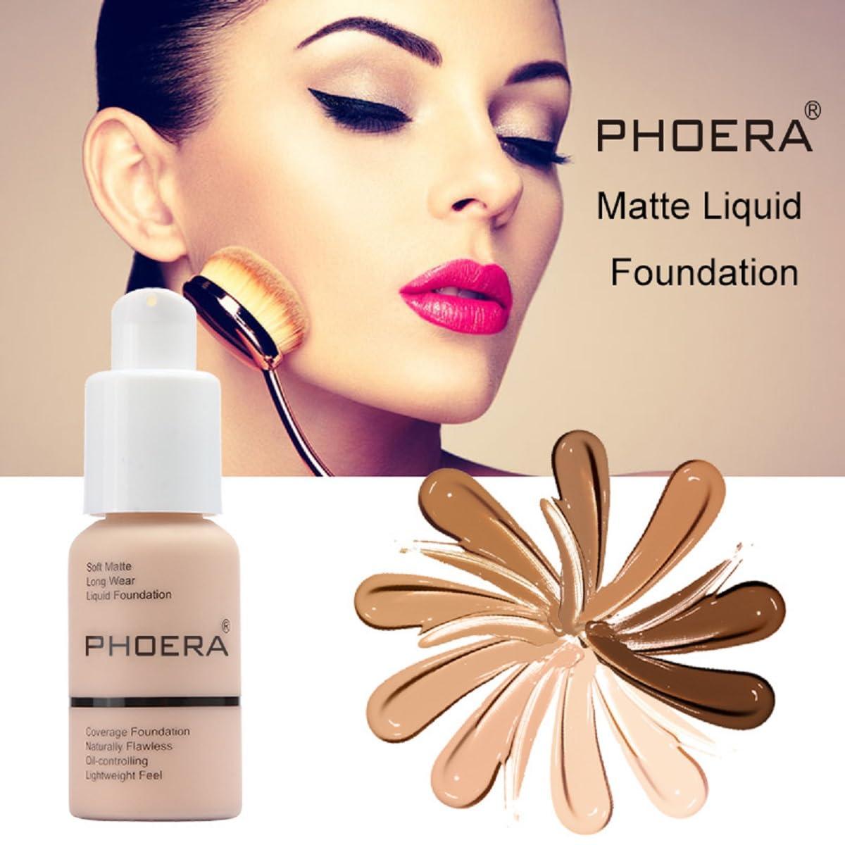 Meifen 2Pack PHOERA Foundation,Full Coverage Foundation, Concealer Foundation Full Coverage Flawless New 30ml PHOERA 24HR Matte Oil Control Concealer(108 - Tan)
