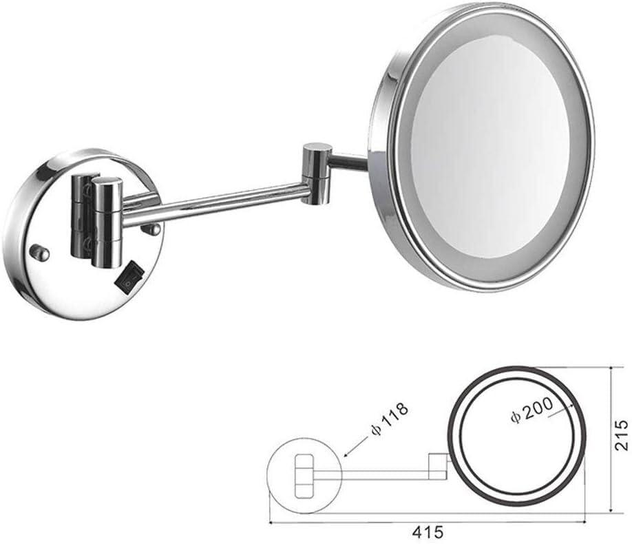 PROHEL PROHEL Makeup Mirror Shaving Mirror Wall Mounted 3X/5X/7X/10X Magnification Extendable and Chrome Finished Single Side Round, Concealed Wiring (Color : #6, Size : 7X)