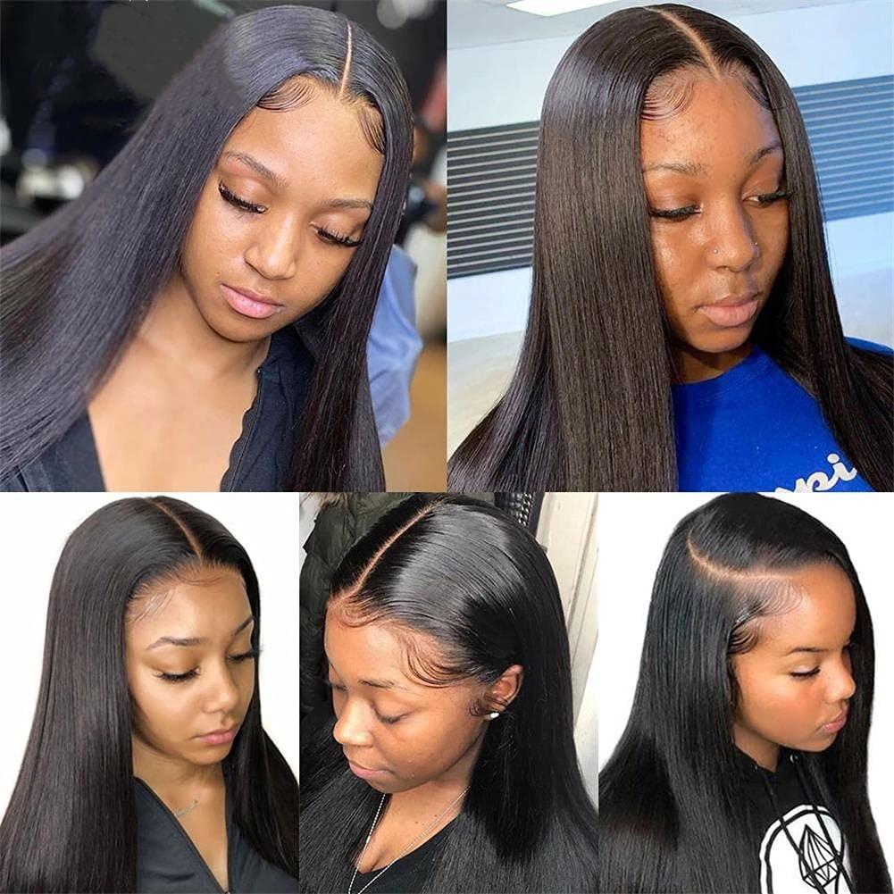 Ali Pearl Ali Pearl Straight 13x4 Lace Front Wigs Human Hair Pre Plucked For Black Women Brazilian Virgin Lace Wig Long Straight Glueless Lace Frontal Wigs 180% Density (16inch)