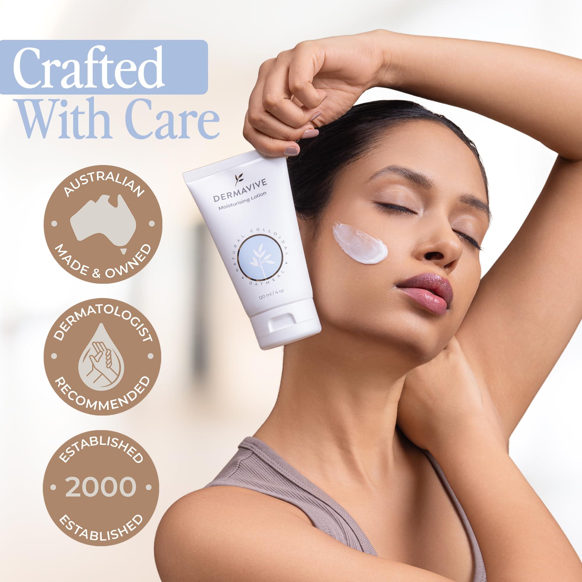 Dermavive Dermavive Vitamin E & Colloidal Oatmeal Moisturizing Face & Body Lotion - Hydrating pH-Balanced Moisturizer for Dry Skin - Suitable for Kids, Teens & Adults, 120ml (4.05 fl oz)