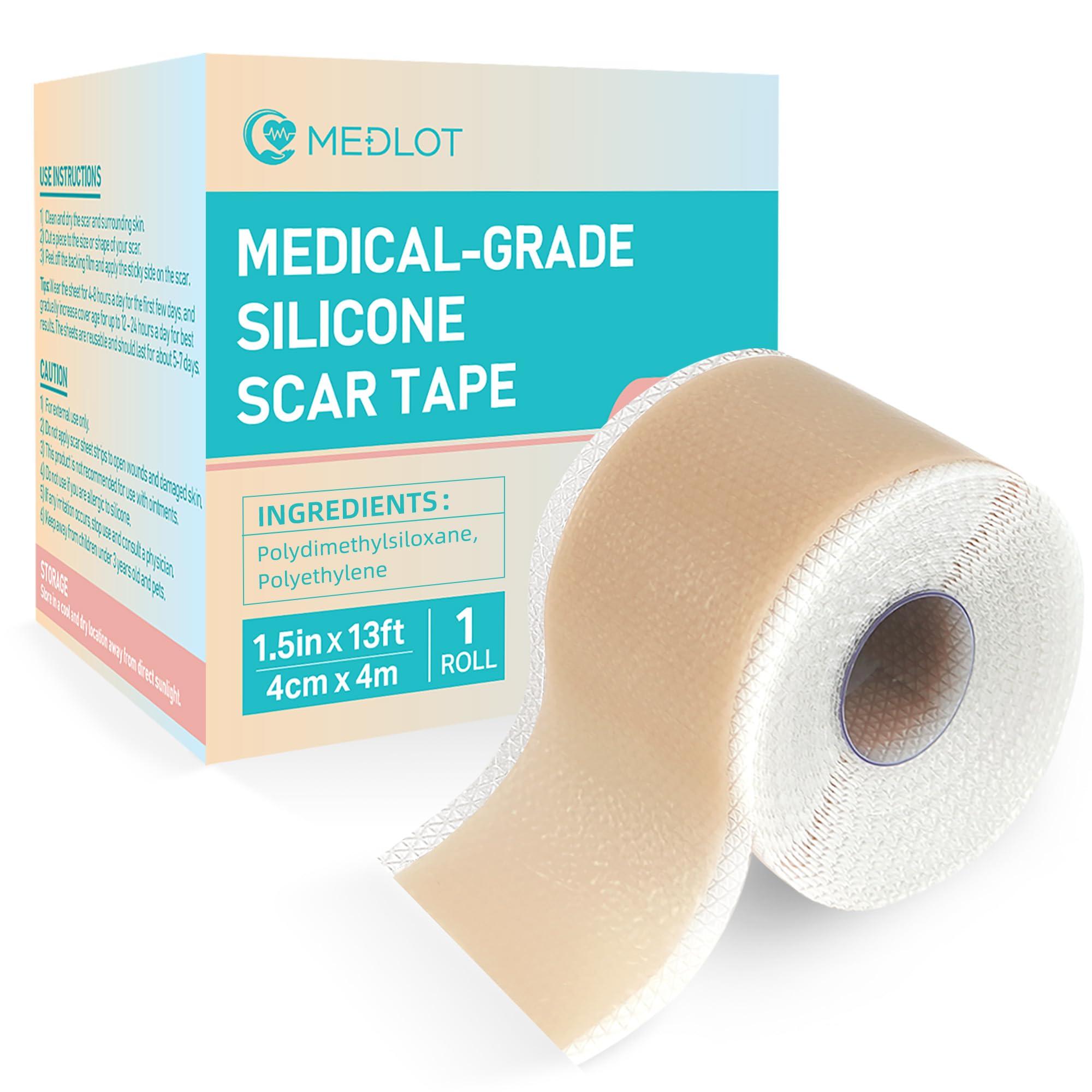 MEDLOT MEDLOT Silicone Scar Sheets, 1.5 x 156 Medical Silicone Scar Tape Roll, Reusable Scar Strips for Surgical, C-Section, Keloid Bump, Stretch Marks, Acne, Hypertrophic Scar Treatment