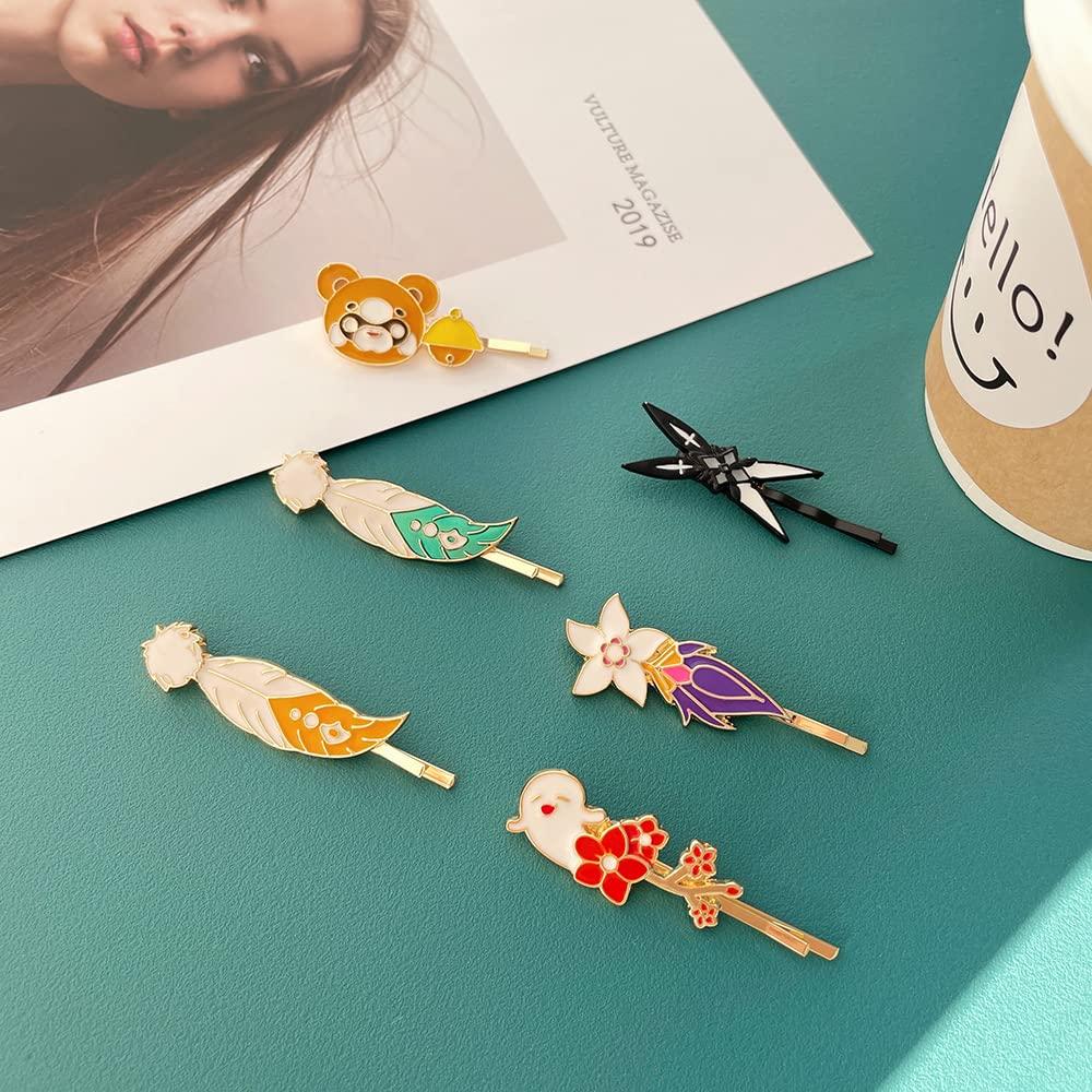 Xingqiu Xingqiu Xiangling Hairpin Eula Hair Clips Genshin Impact Hairclips for Women Girls Headwear Styling Tools Gifts