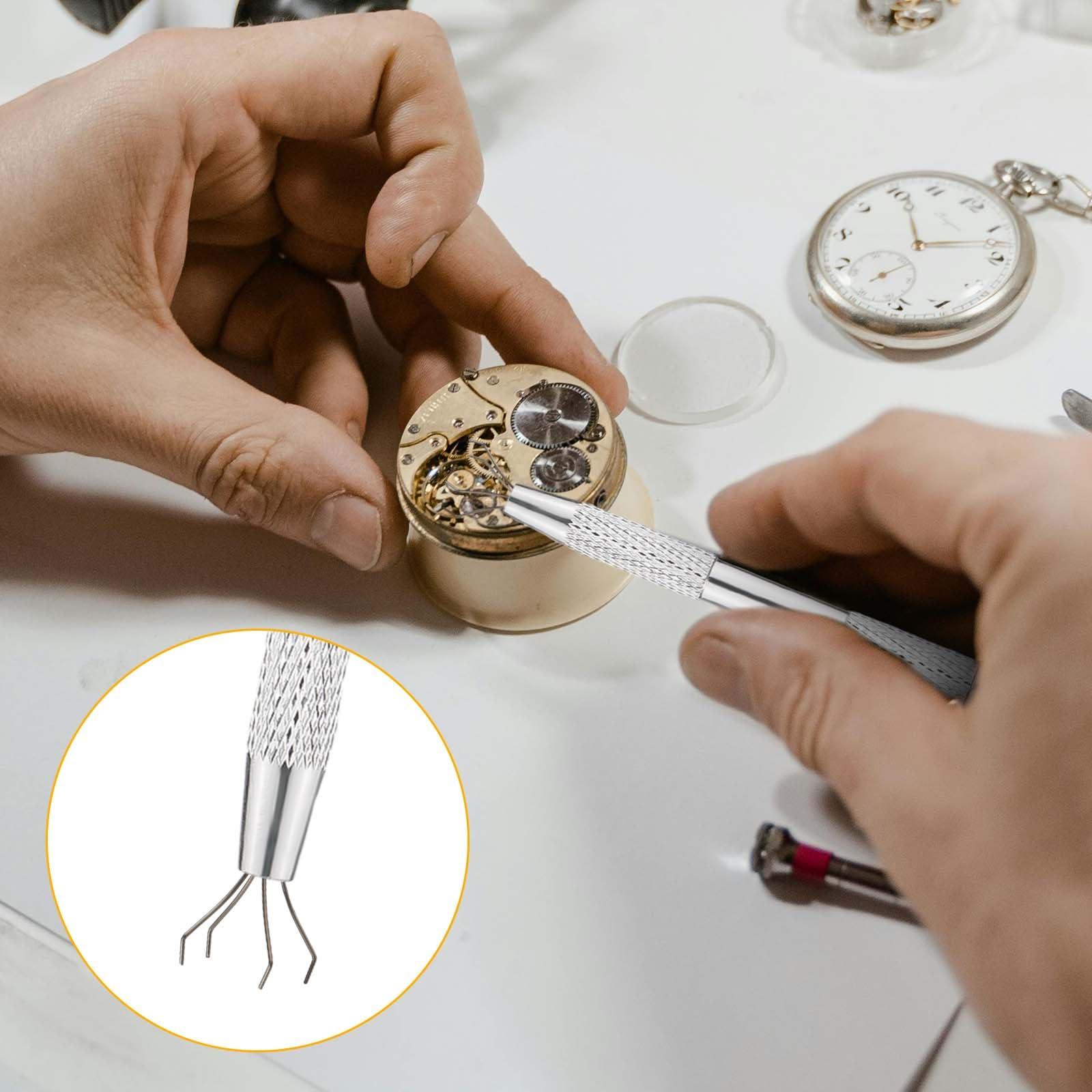 NQEUEPN 3pcs Piercing Ball Pick Up Tool, Piercing Claw Tools Septum Ball Screw on Tool with Tweezers Piercing Ball Holder Piercing Assistant Pen Removal Helper Tool for Jewelry Craft(brown, silver)