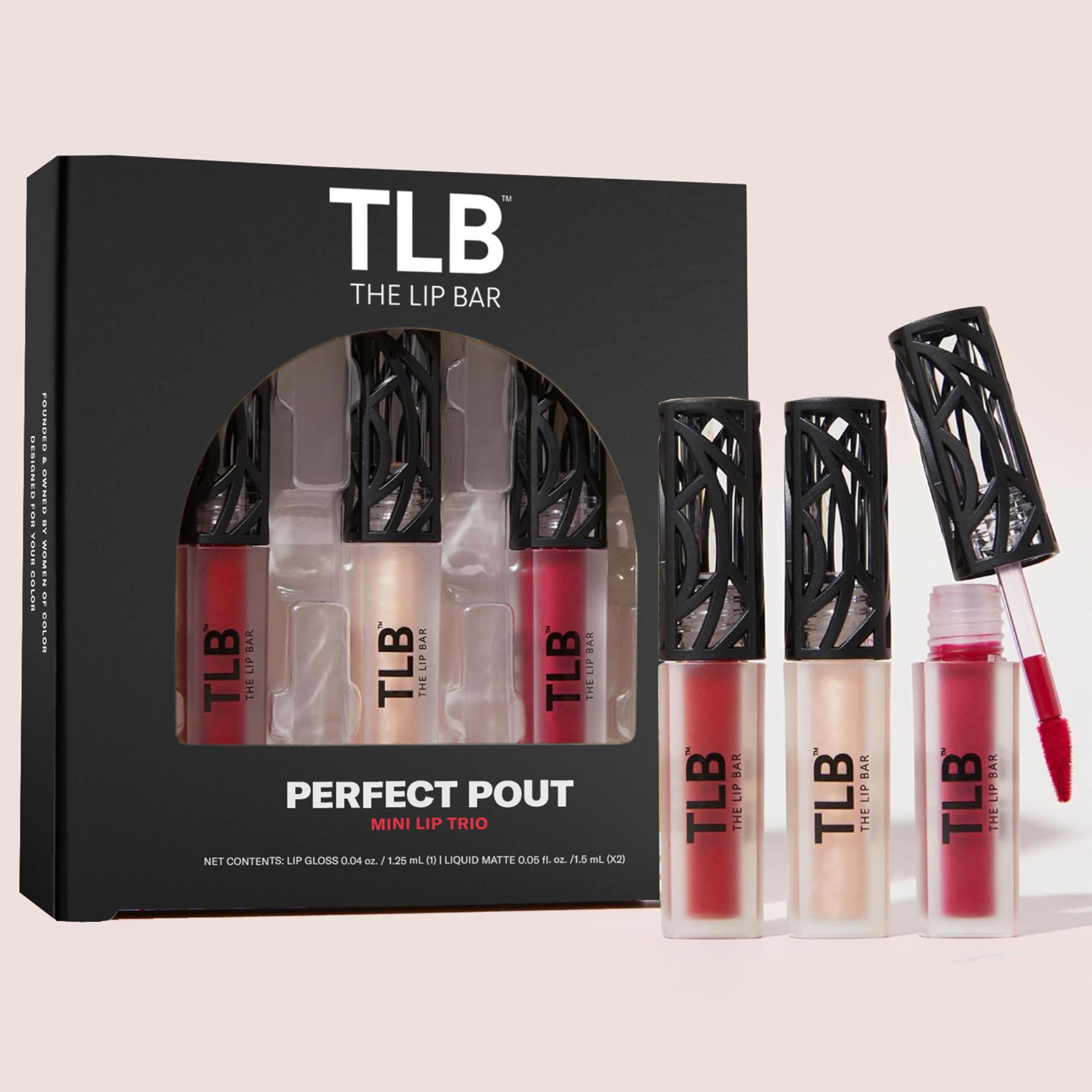 The Lip Bar The Lip Bar - Perfect Pout Mini Lip Trio Gift Set (3 Products) - Nonstop Liquid Matte Lipstick & Non-Sticky Lip Gloss - Travel Size - Gift Box - Vegan, Gluten Free, Cruelty Free - Makeup & Cosmetics