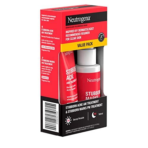 Neutrogena Neutrogena Stubborn Acne AM Face Treatment with Benzoyl Peroxide, 2.0 oz & Stubborn Marks PM Treatment with Retinol SA, 1 fl. oz