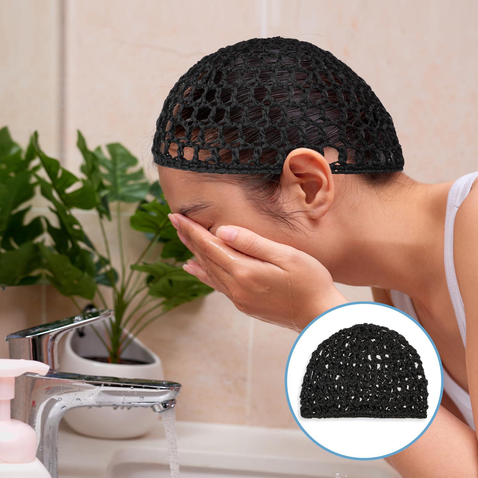 Abeillo Abeillo 3PCS Crochet Hair Net, Hair Wrap Net, Mesh Wrapping Hair Nets Cap Soft Reusable Crocheted Sleep Cap for Women, Hair Wrap for Sleep Hair Silk Tidy (Black)