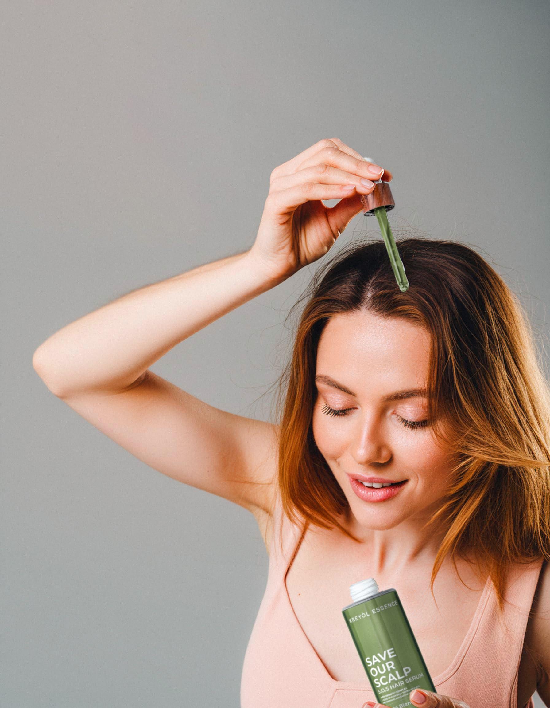 KREYL ESSENCE Kreyol Essence - Save Our Scalp Serum (S.O.S Serum) - Redensyl + Haitian Black Castor oil, Fuller Looking Hair, Cold Pressed Castor Oil, Natural Ingredients 1.7 oz