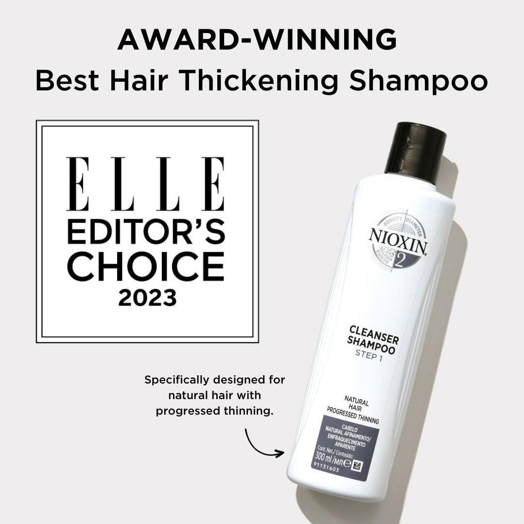 Nioxin Nioxin System 2 Kit for Natural Hair with Progressed & Advanced Thinning Hair, 3 Piece Kit