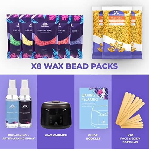 Bella Verde Bella Verde Wax Warmer Home Waxing Kit - Wax Kit for Hair Removal Wax Pot Professional with LED Display and 8 Bags Painless Hard Wax Beans, 20 Wax Sticks for Face, Legs, Arms, Bikini