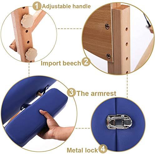 HGS Portable Massage Table Massage Bed Folding Spa Bed Tattoo Bed 2 Fold Height Adjustable Facial Cradle Salon Bed Professional Massage Table with Carry Case (Blue)