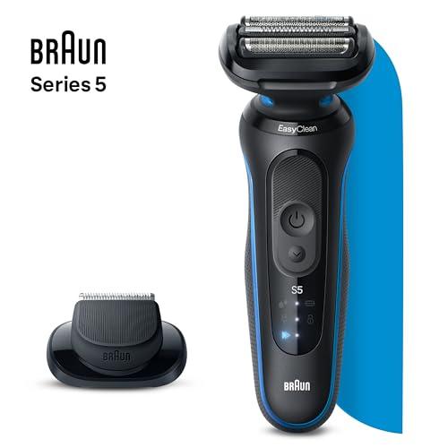 Braun Braun Electric Shaver for Men, Series 5 5120s, Wet & Dry Shave, Turbo Shaving Mode, Foil Shaver, Engineered in Germany, with Beard Trimmer & Attachments, Blue